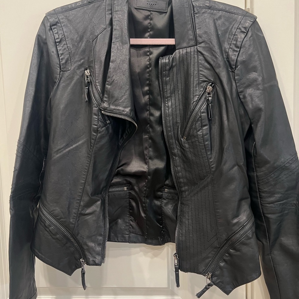 Blank NYC Black faux leather jacket womens